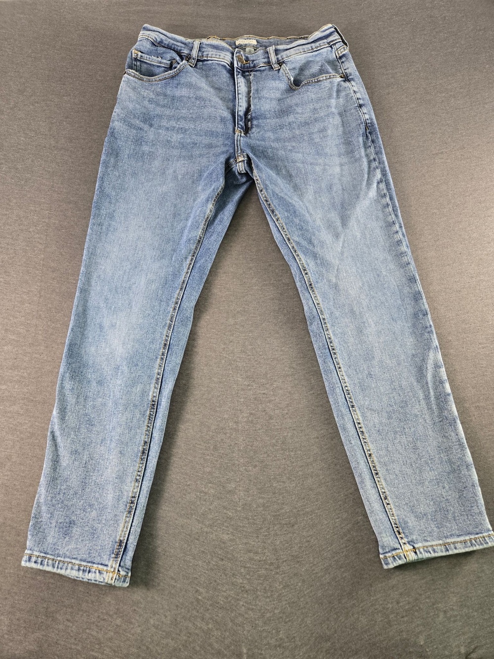 SUN + STONE Jeans Mens 36x30 Blue Light Wash Straight Leg Stretch Denim Pants